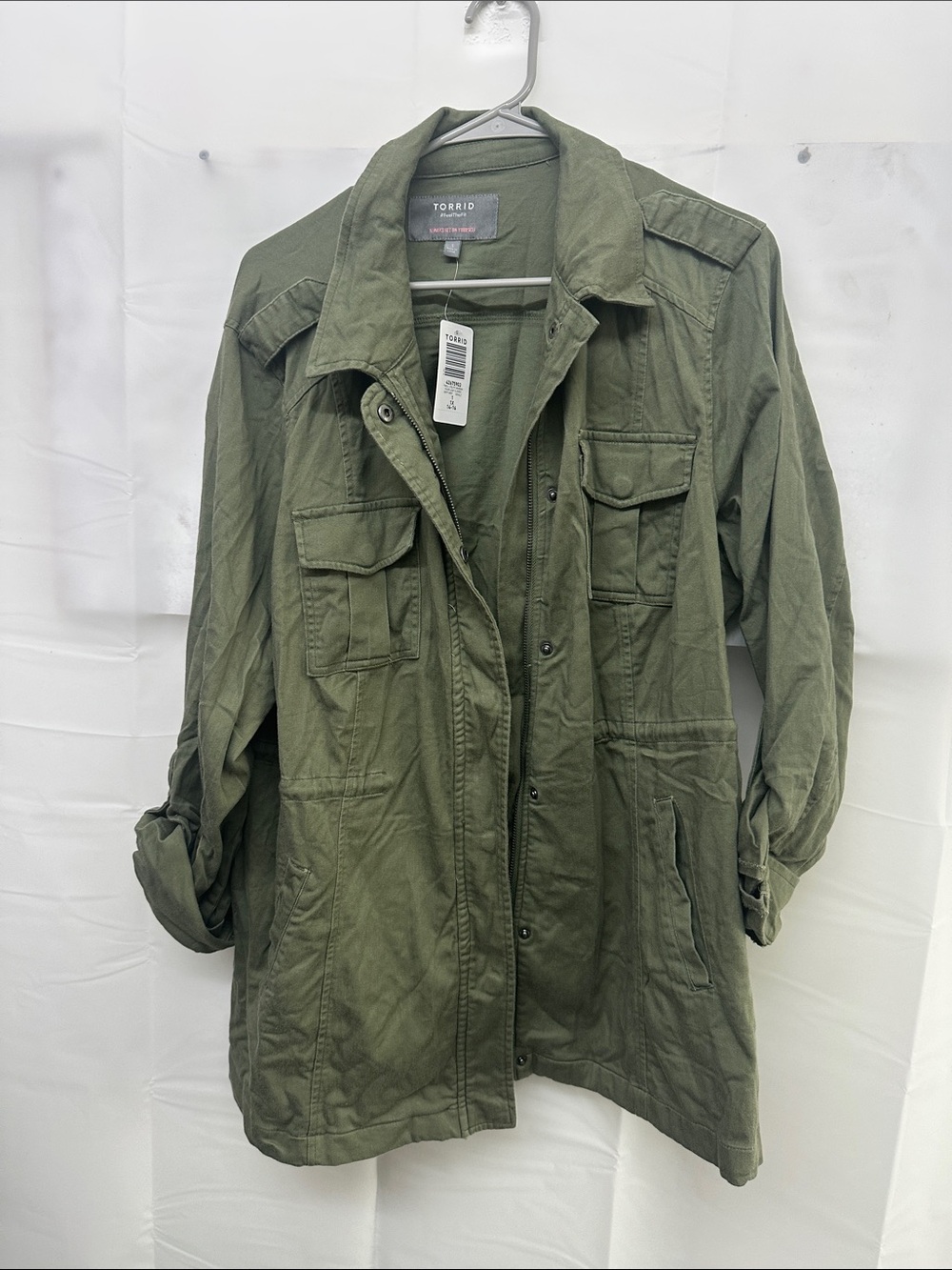 torrid olive green utility jacket with multiple pockets